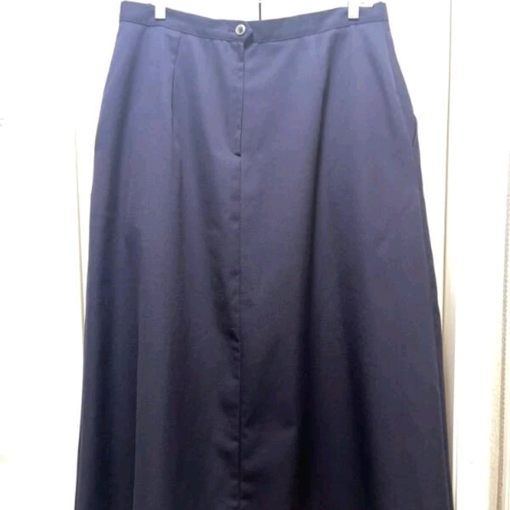 Talbots Dark Blue 100% Wool Lightweight Pleated A-Line Skirt Sz 18 Waist-34" - Picture 3 of 4